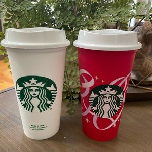Two Starbucks Travel Mugs!☕️ Classic design 💚